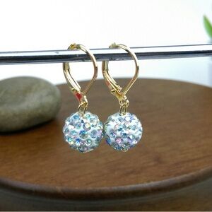 Iridescent Rhinestone Bead Earrings